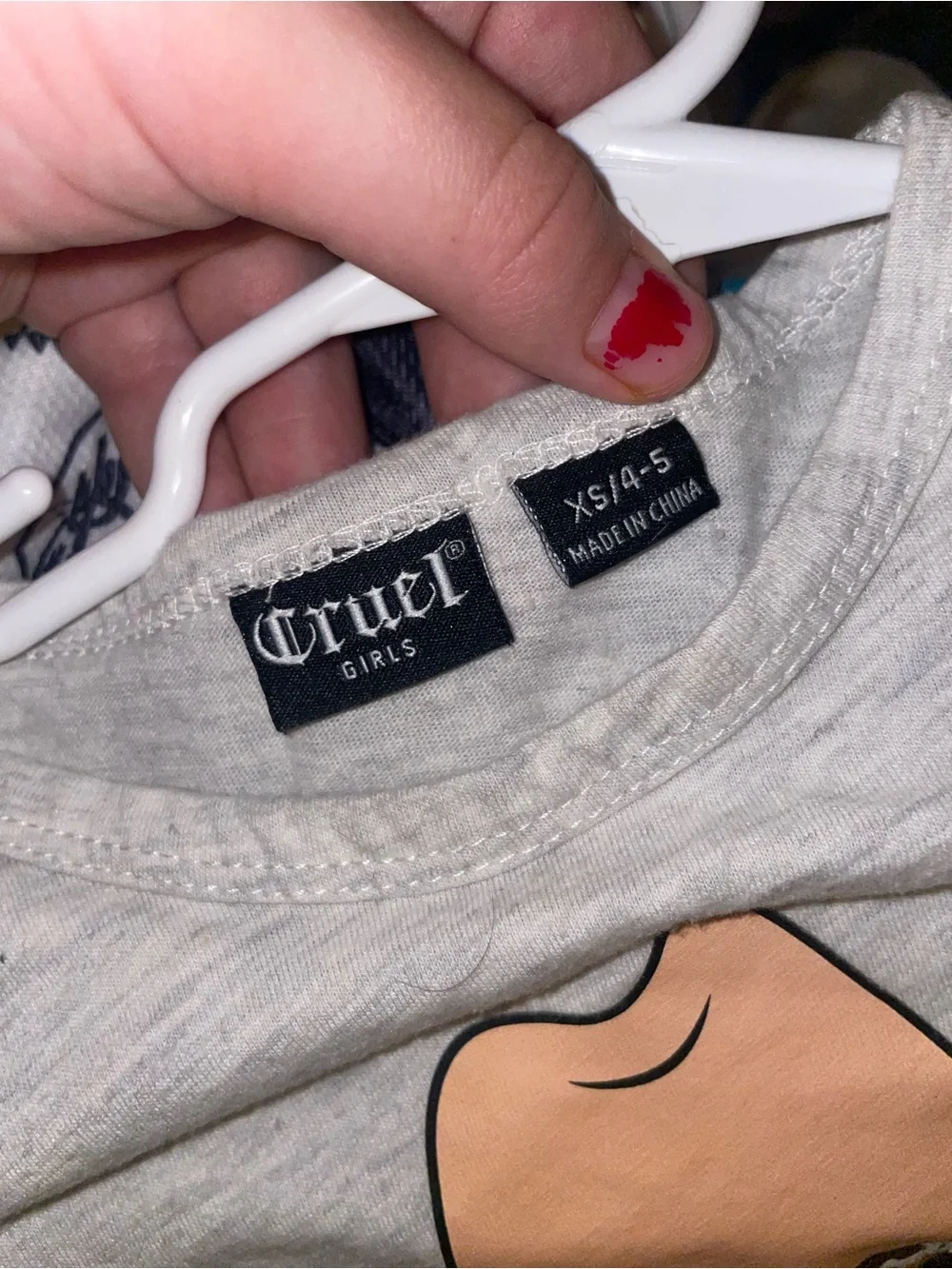 Cruel Girl Gray Tee with Smiley Cowboy Graphic and Blue Accents